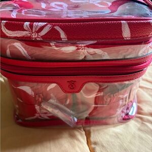 Victoria's Secret Pink Clear Floral Cosmetic Train Case